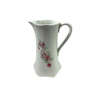 Vintage SEVRES White Porcelain Pitcher Pink Purple Floral Design